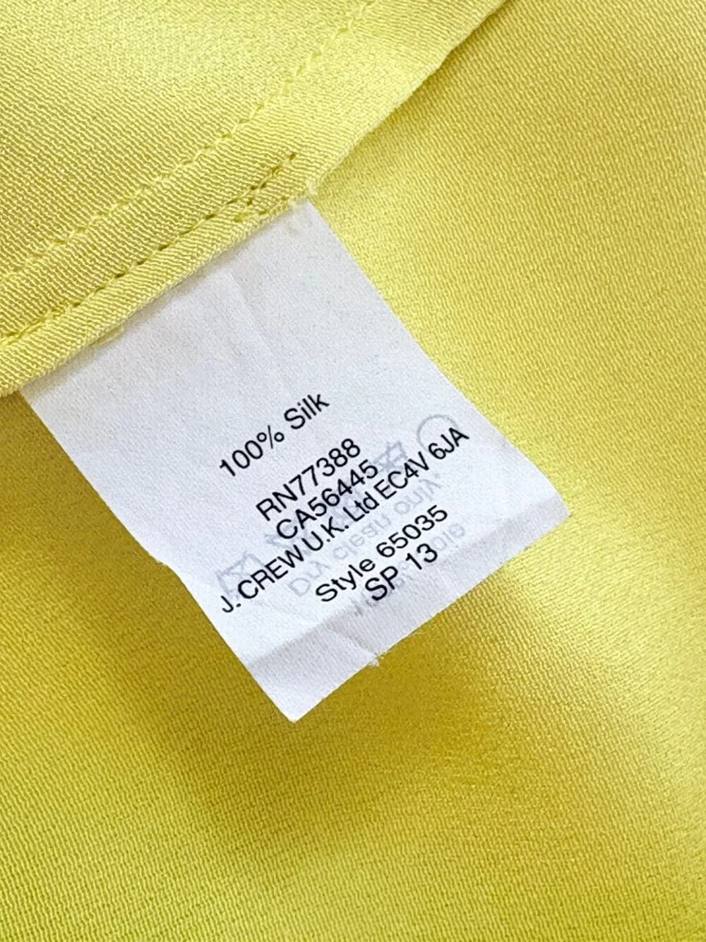 J. Crew Silk Carrie Cami in Bright Yellow, Size 2
